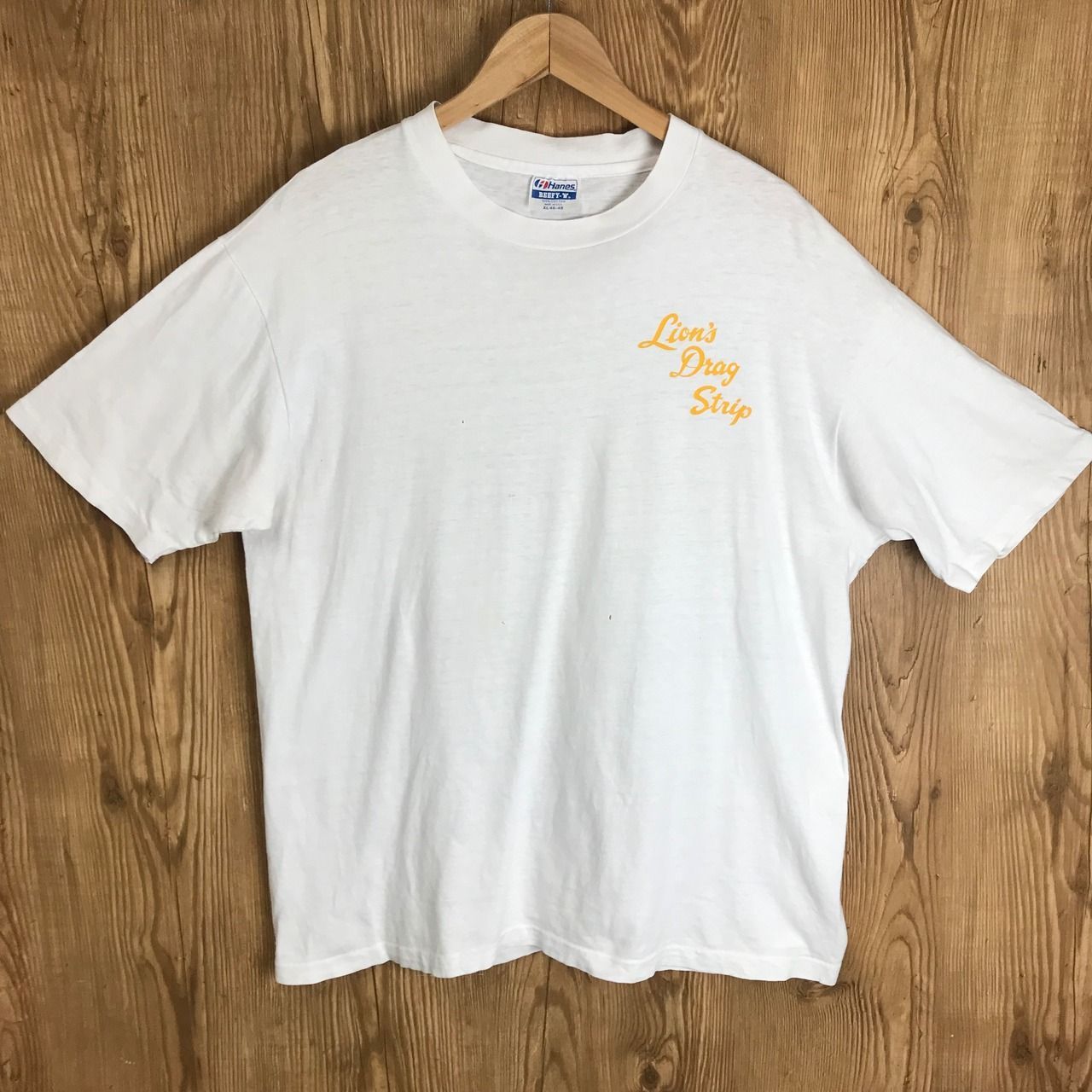 USA製 80s LION'S DRAG STRIP 両面プリント 半袖 Tシャツ サイズ メンズ XL 80年代 HANES ヘインズ ドラッグレース ヴィンテージ 古着 s24071643