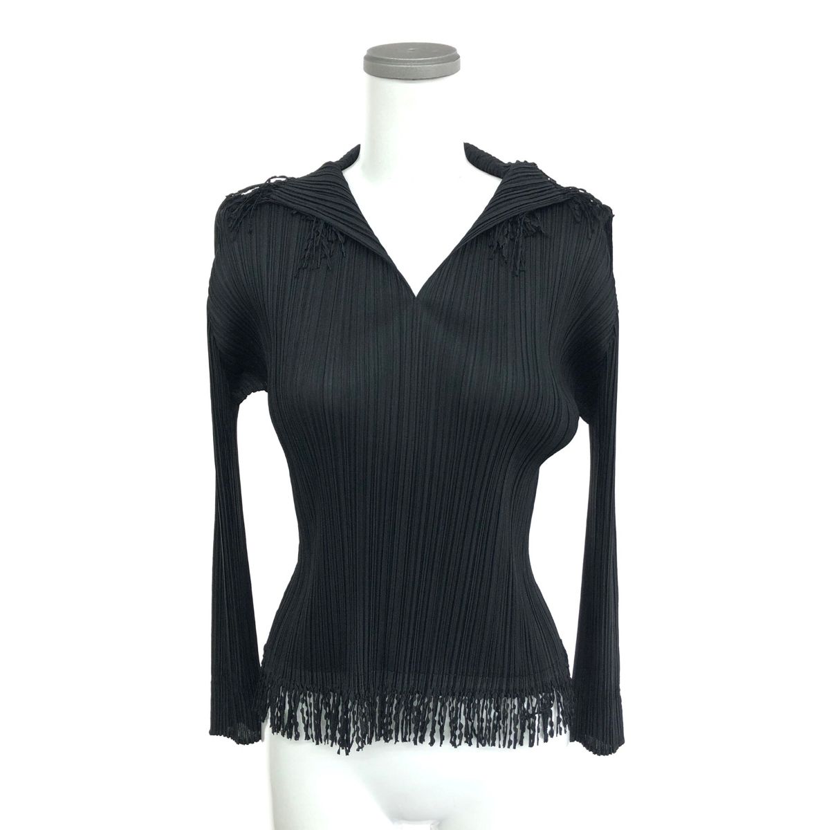 PLEATS PLEASE プリーツプリーズ カットソー サイズ 3 PP43-JK742 ブラック レディース スキッパー フリンジ 240001143311
