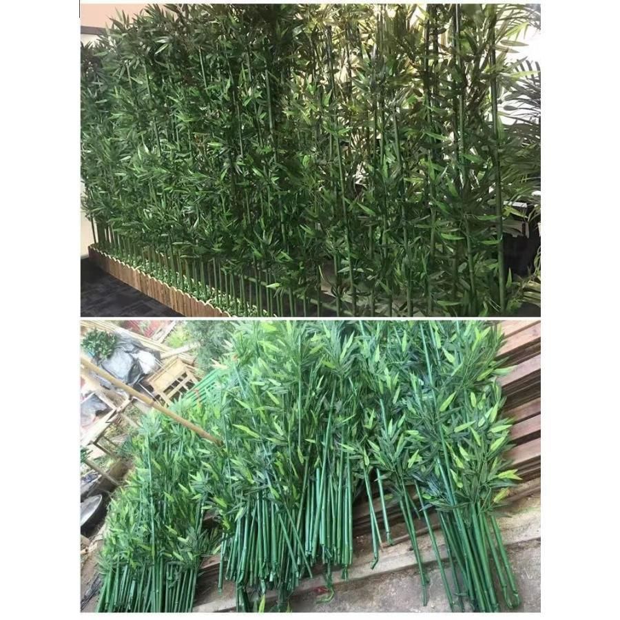 人工植物 竹垣 間仕切り 緑葉 フェンス パーティション画面 ガーデニングフェンス 笹竹シミュレーション竹 屋内外兼用 高さ180cm竹林 人工観葉植物 笹の棒と枝は