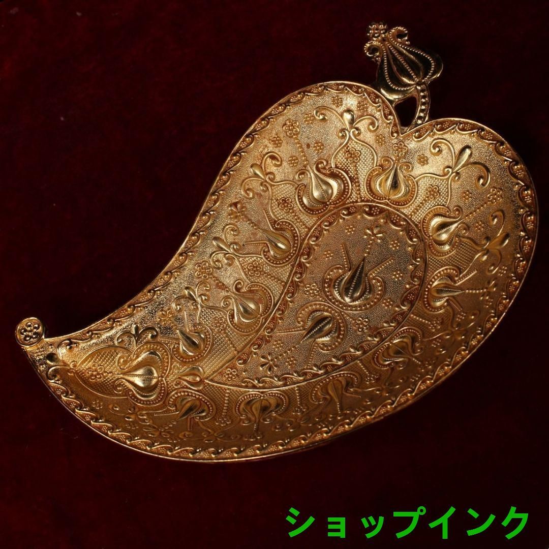 中国美術・金葉皿・純銅微彫・手製・高浮彫・置物・食器・茶器