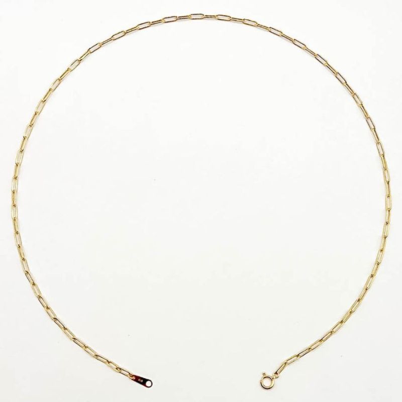  K 18 18金 中空 ペーパークリップチェーンネックレス 40 cm 2 g ネックレス アクセサリー