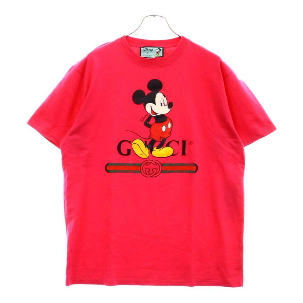 GUCCI (グッチ) 20SS ×Disney Mickey Mouse Tee ディズニー ミッキープリントオーバーサイズ半袖Tシャツ ピンク  565806 XJB66 - メルカリ