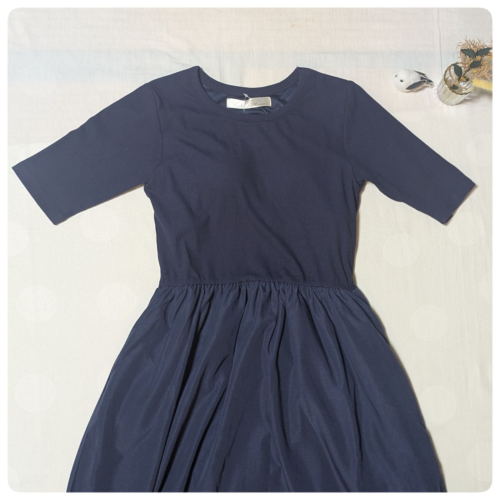 【美品】 RIFANNE LIZ 東京ソワール ドッキング ワンピース 白×紺 KUMIKYOKU 新品未使用 ドッキングワンピース ツイード 白 紺 M