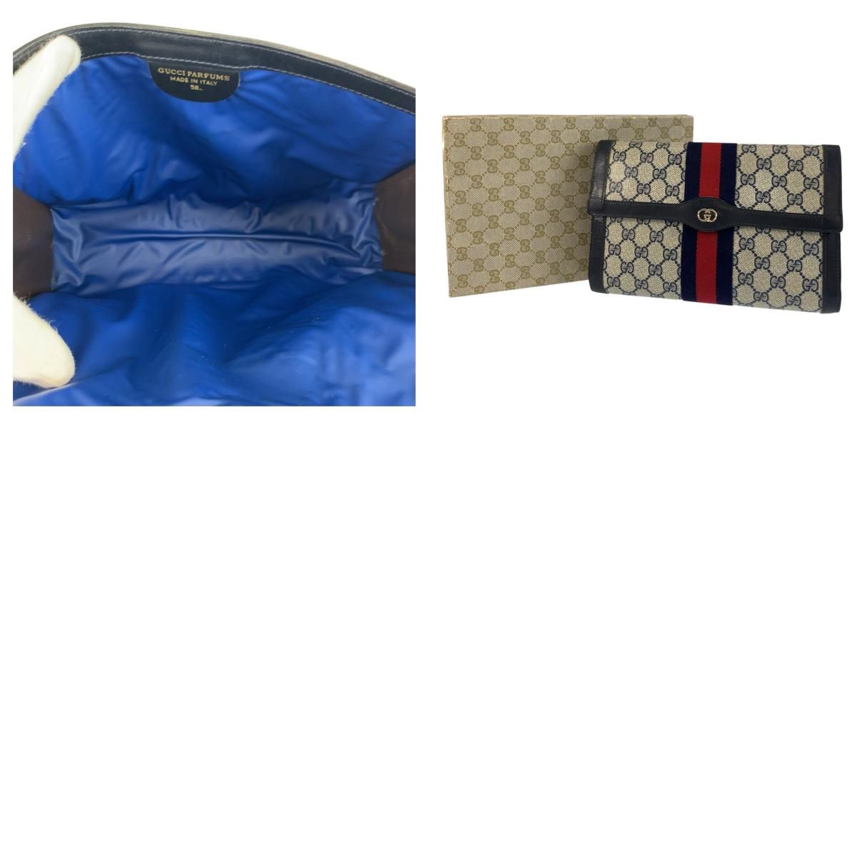 美品 GUCCI グッチ シェリーライン グレー ネイビー GGスプリーム