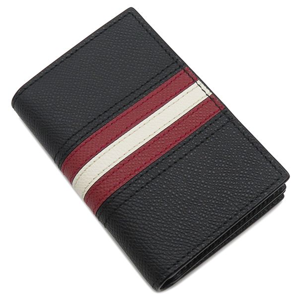 バリー BALLY カードケース タイク レザー ブラック シルバー金具 黒  