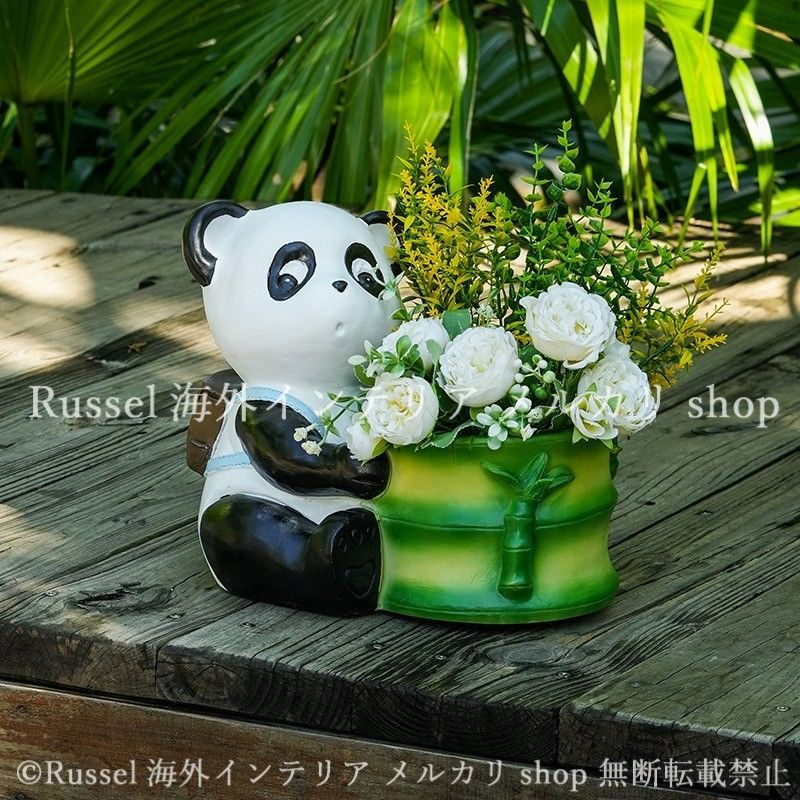 プランター パンダ 樹脂 かわいい 鉢植え 植木鉢 動物 アニマル ガーデンオブジェ 置物 ガーデニング 雑貨 ガーデン雑貨 ガーデンインテリア ガーデン インテリア 庭の装飾 お洒落 おしゃれ 8-14