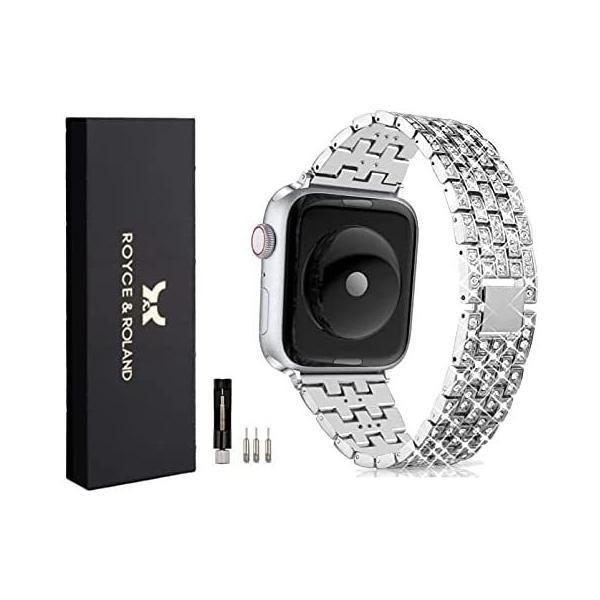 Royceu0026Roland Apple Watch ベルト (ダイヤ/ジルコニア) 38 / 40 /41mm (シルバー 38/40/41mm)