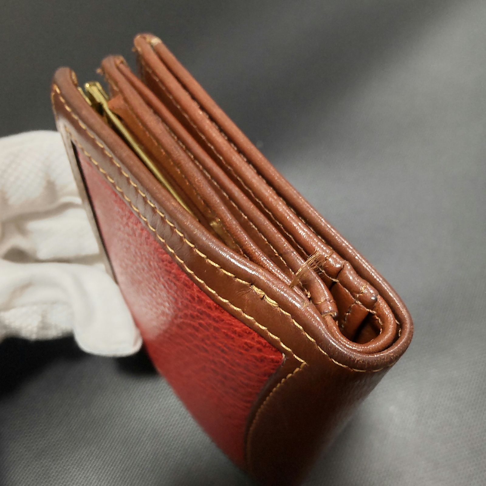 レア【COACH】オールド コーチ 2つ折り 財布 レッド × ブラウン
