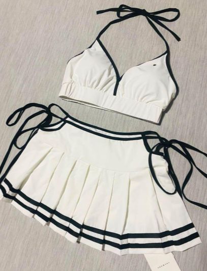 Andmary Coco pleats swimwear アンドマリー レディース 水着 スプリットビキニ ホワイト