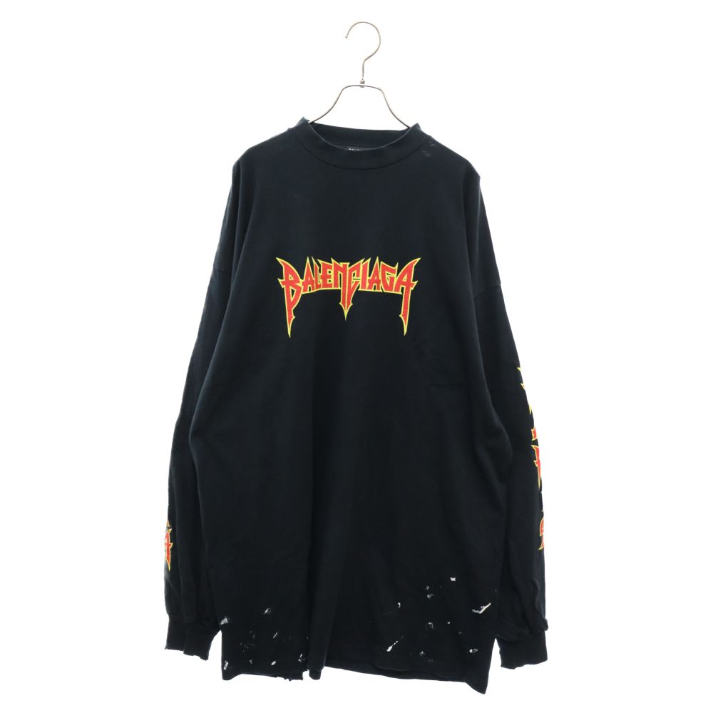 し*ん様 BALENCIAGA ロゴ オーバーサイズ ロングスリーブ Tシャツ バレンシアガ BALENCIAGA XXXL ロングスリーブ Tシャツ ブラック