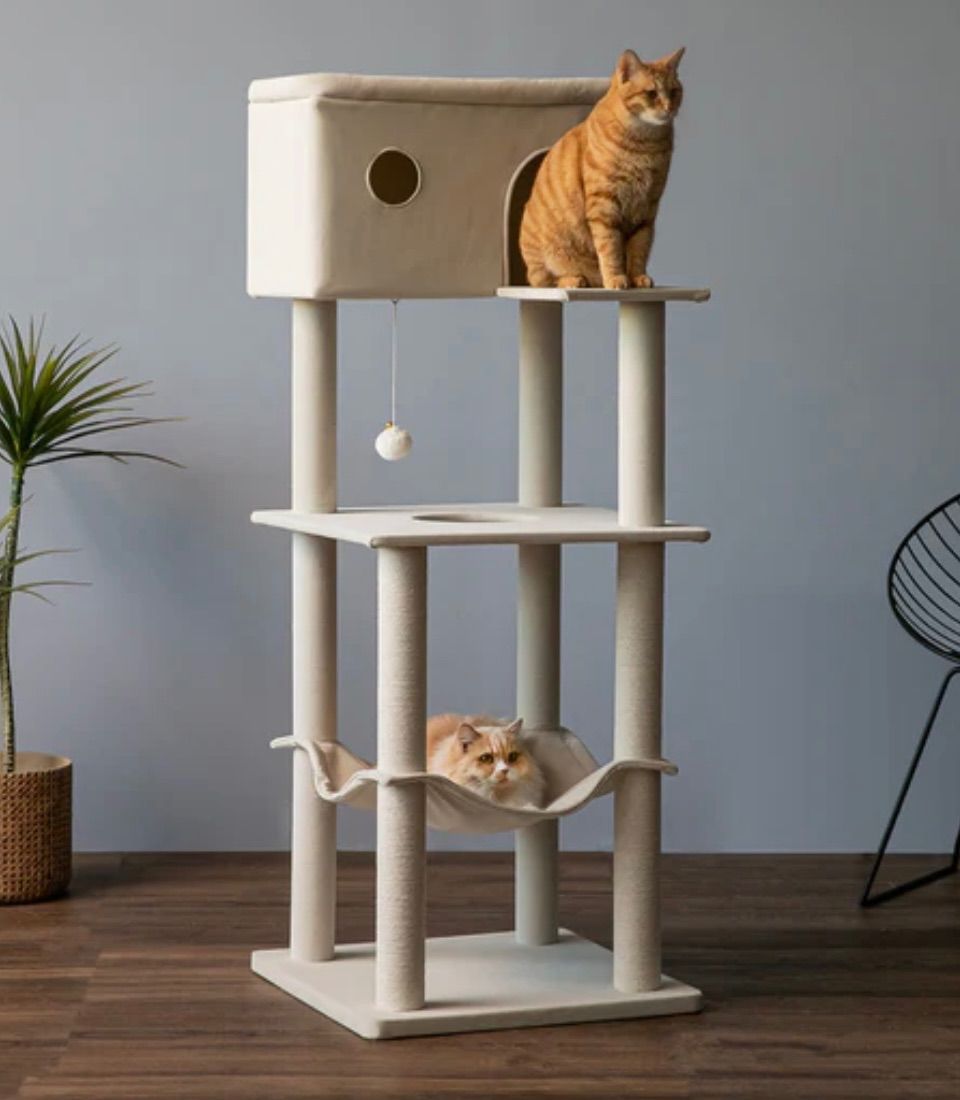 Mwpo キャットタワー 猫タワー 和風 シンプルな猫タワー 仔猫 成年猫 シニア 大型猫 おしゃれ 多頭飼い 運動不足解消 人気 cattower 144cm