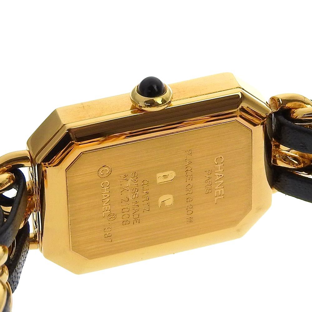 【CHANEL】シャネル プルミエールS H0001 金メッキ×レザー ゴールド クオーツ アナログ表示 レディース 黒文字盤 腕時計