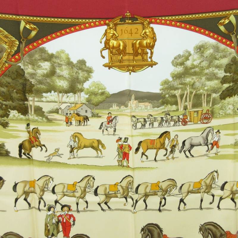 エルメス HERMES カレ90 PRESENTATION de CHEVAVX Présentation des Chevaux' 90cm Silk Carré | Authentic