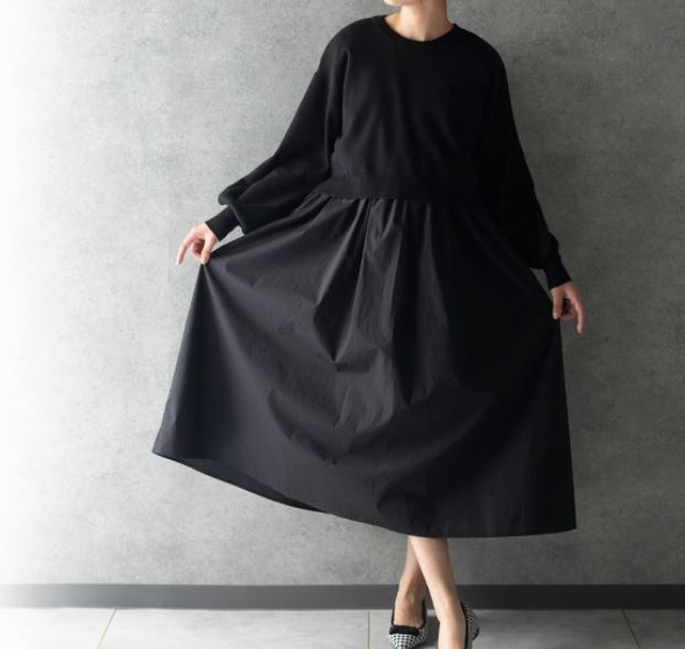 NAVYとニットセットワンピースBLACK