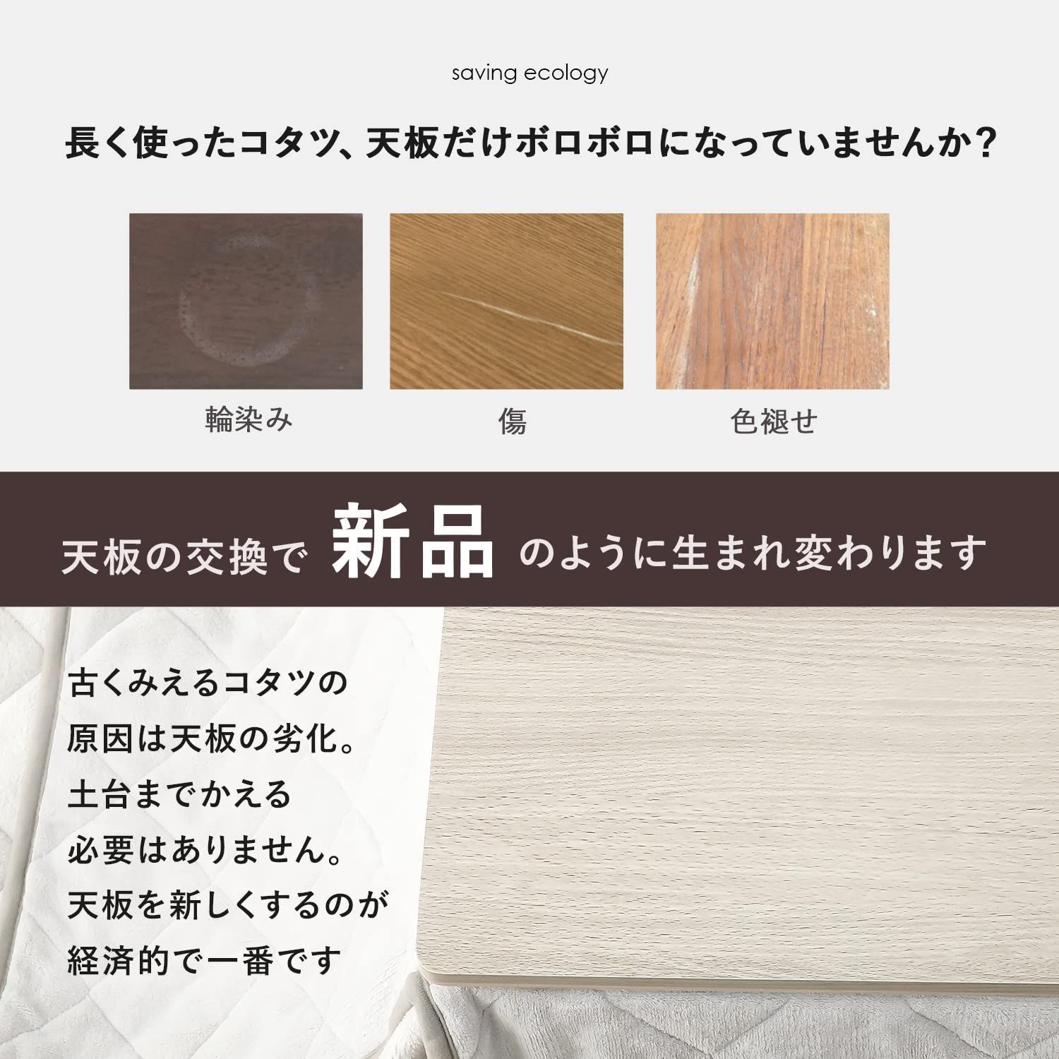 数量 萩原 Hagihara コタツ こたつ天板 天板のみの買い替えに 幅105 リバーシブル シンプル ブラウン グレイッシュホワイト 1台 KT-508-105 WWW_KANDAIZUMI_COM