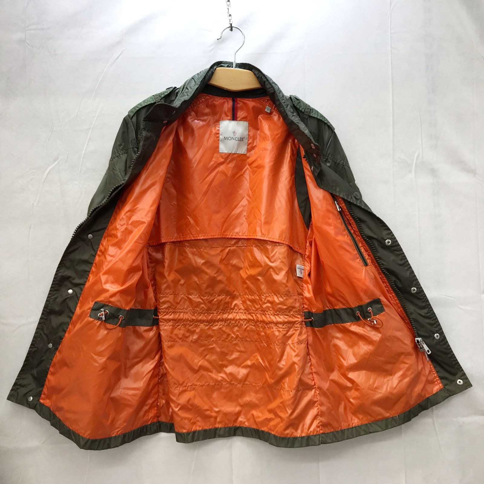 モンクレール ナイロン ミリタリー ジャケット メンズ M オレンジ 軽量 MONCLER モンクレール ミリタリージャケット ナイロンジャケット 1 S-M