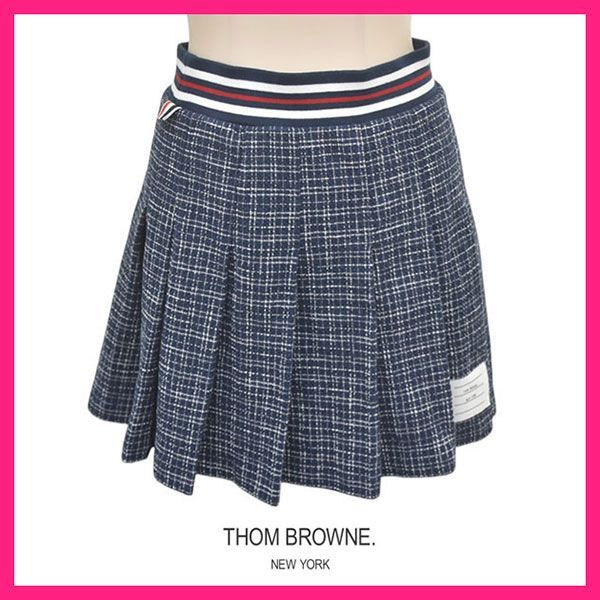 THOM BROWNE トム・ブラウン プリーツツイードスカート ほぼ新品♪トムブラウン ツイード ミニ プリーツスカート 38