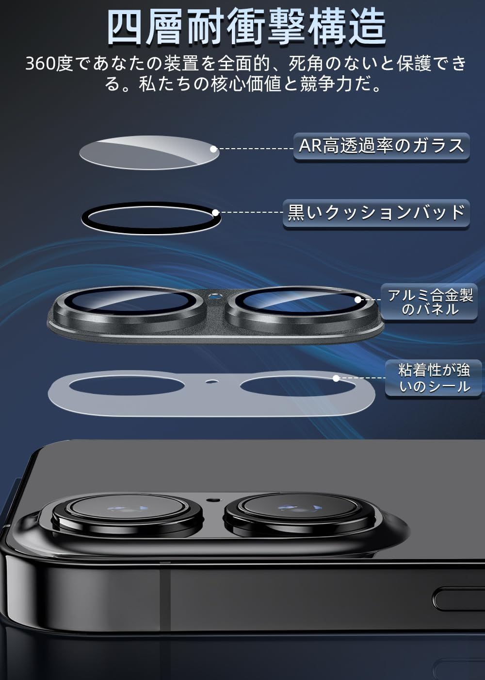 新品 ZXZone for iPhone 16 / 16 Plus カメラフィルム アルミ