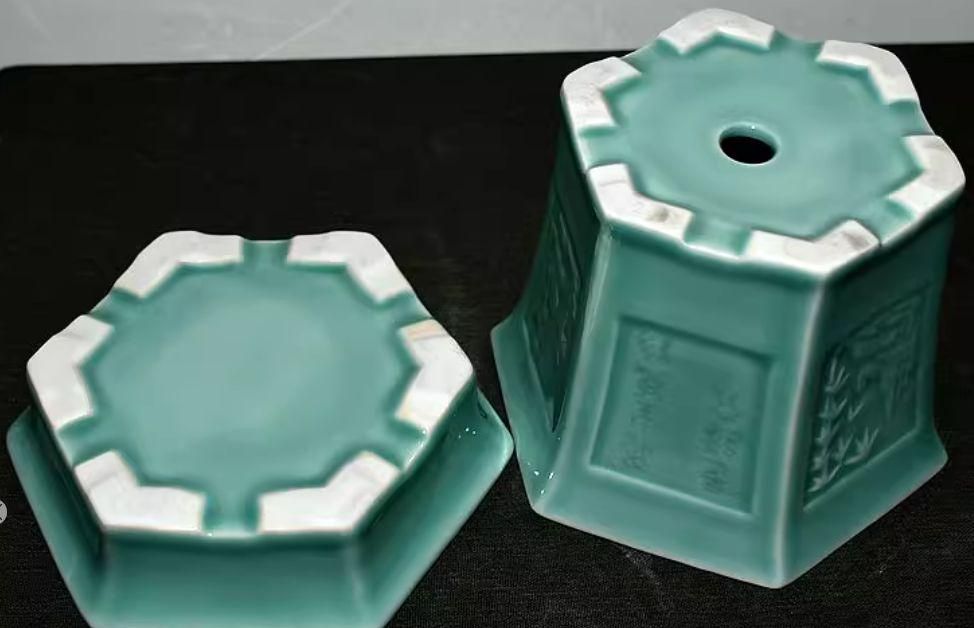 青磁底付き六角鉢 盆栽鉢 植木鉢 小品盆栽鉢 大品盆栽鉢 青磁底付き六角鉢 盆栽鉢 植木鉢 小品盆栽鉢 大品盆栽鉢