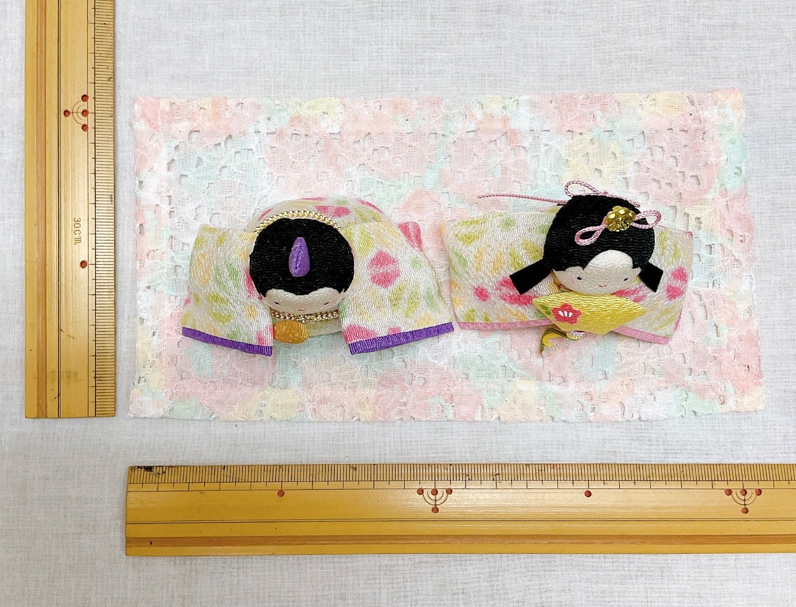 ちりめんお雛様【ぽてりひな2人(麻の葉)】ひな飾り 自分雛 女の子誕生祝い 新品 未使用品 日本製