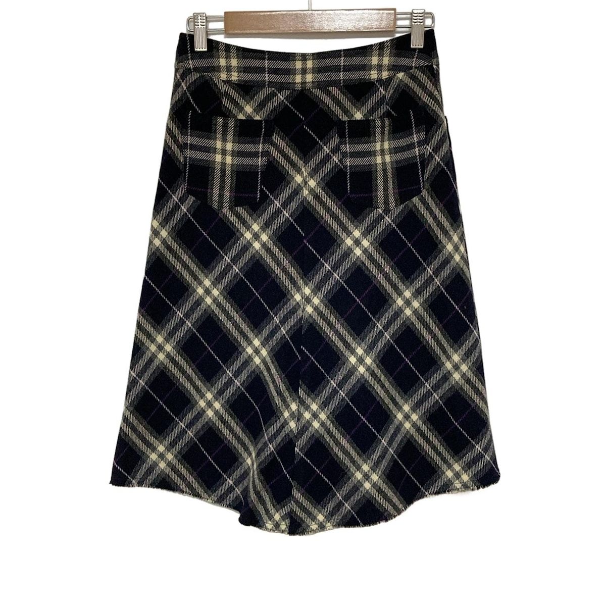 Burberry LONDON バーバリーロンドン スカート サイズ36 M レディース - 黒×アイボリー×マルチ ひざ丈 チェック柄