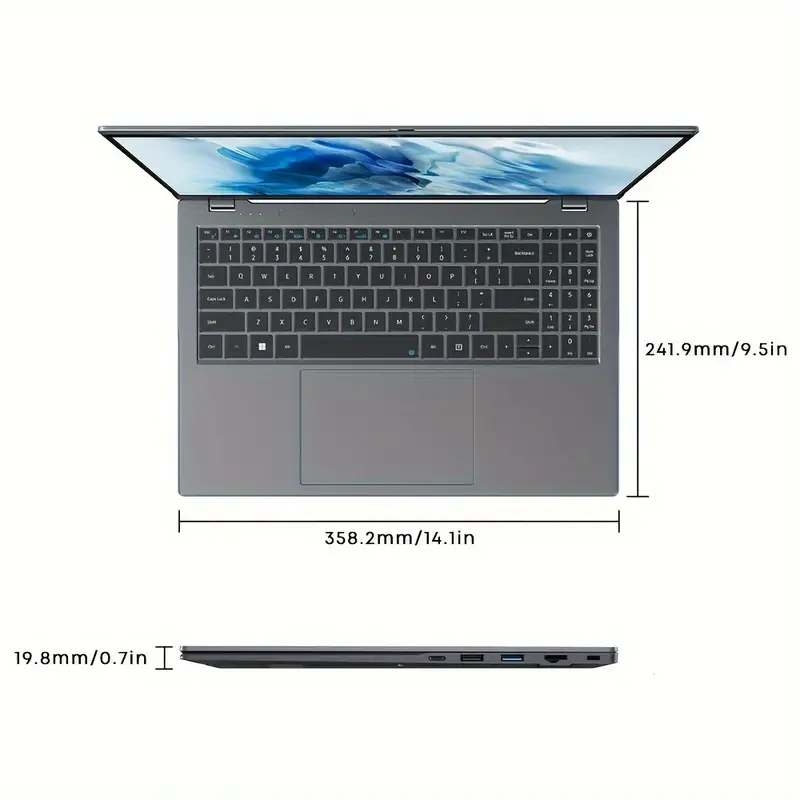 CHUWI GemiBook Plus ノートパソコン 39.62cm、16GB DDR5 512GB SSD、第12世代 Intel N100 (最大3.4GHz)、1920*1080 FHD IPS ディスプレイ、WiFi 6、1TB SSD 拡張