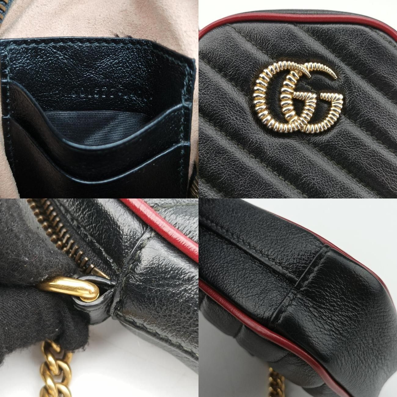 グッチGucciGGマーモントブラック×レッドレザー601577