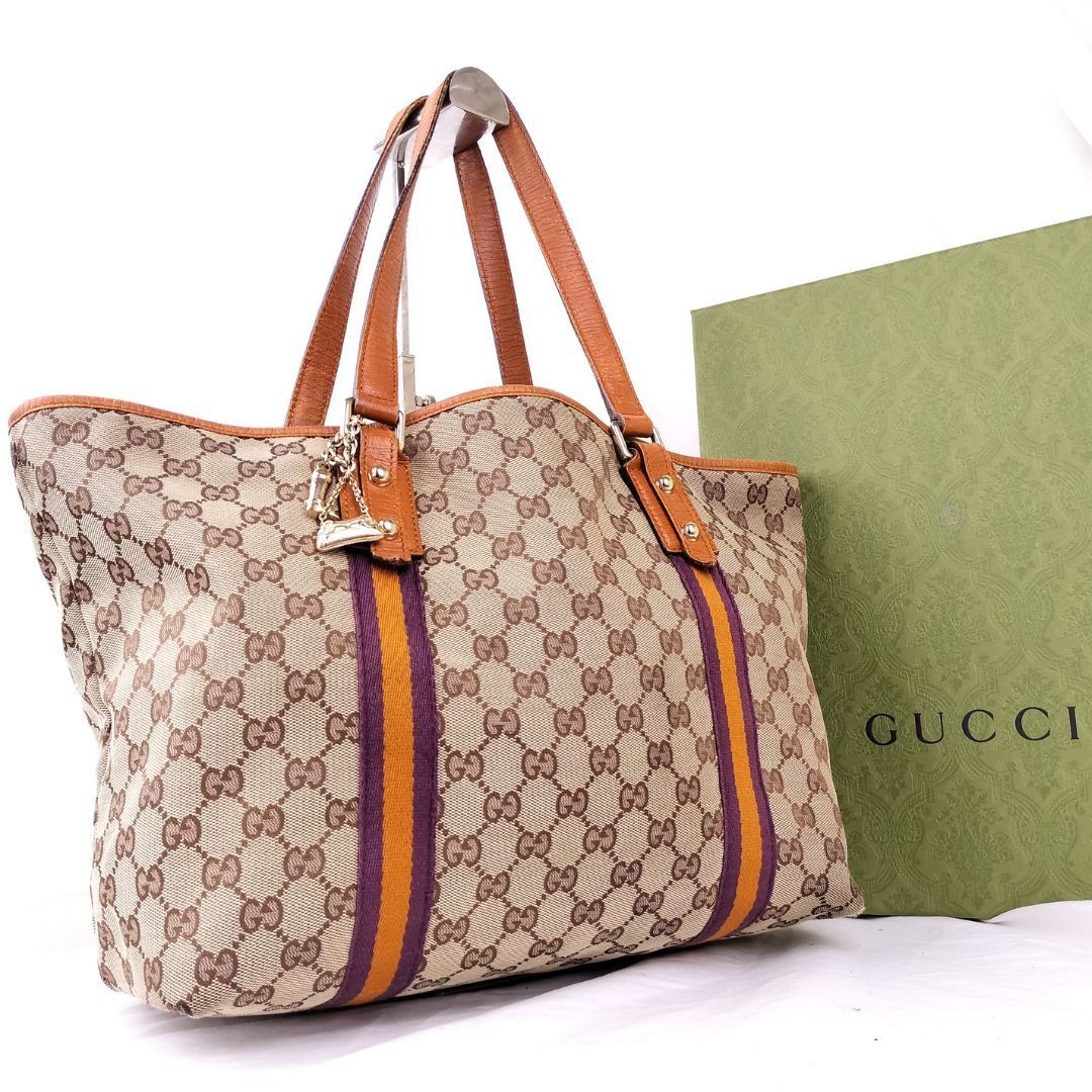 時を超えた気品を纏う✨】 グッチ GUCCI トートバッグ GGキャンバス シェリーライン バッグチャーム付き レザー ベージュ - メルカリ