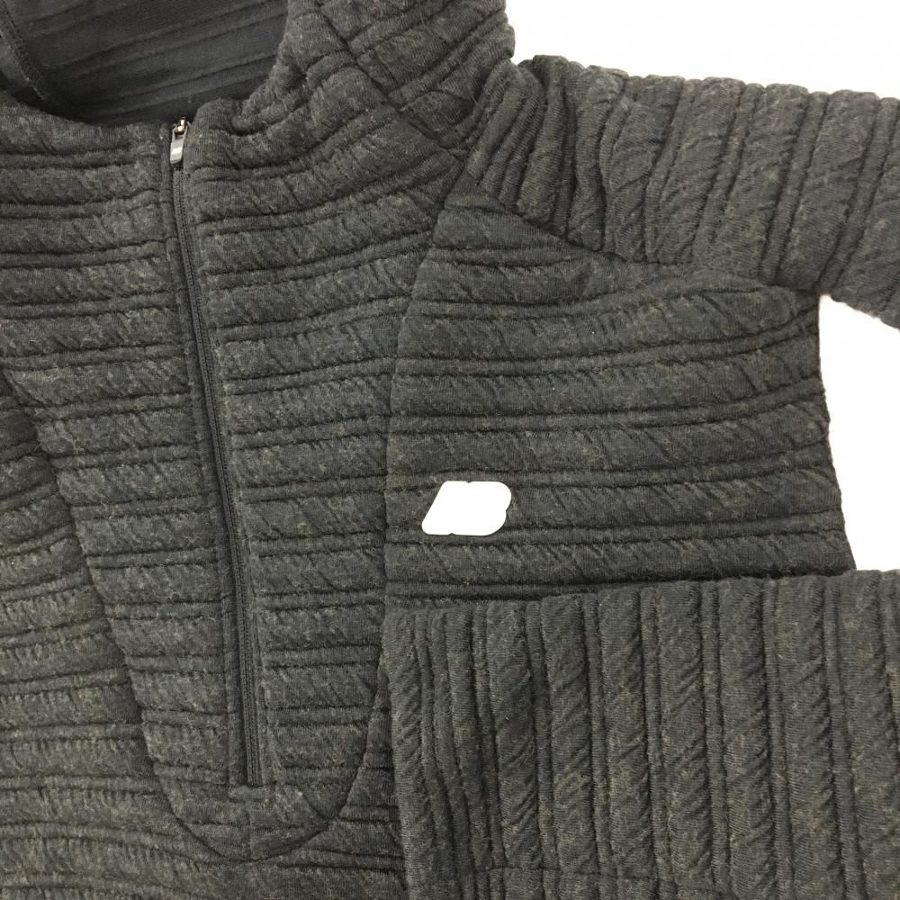 ニューバランスゴルフ フーディ黒×白 ボーダー凹凸生地 ハーフジップ　サイズ6 ニューバランスゴルフ フーディ黒×白 ボーダー凹凸生地 ハーフジップ