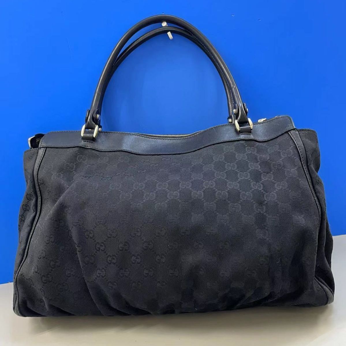 中古 GUCCI(グッチ) アビーライン GGキャンバス トートバッグ 黒