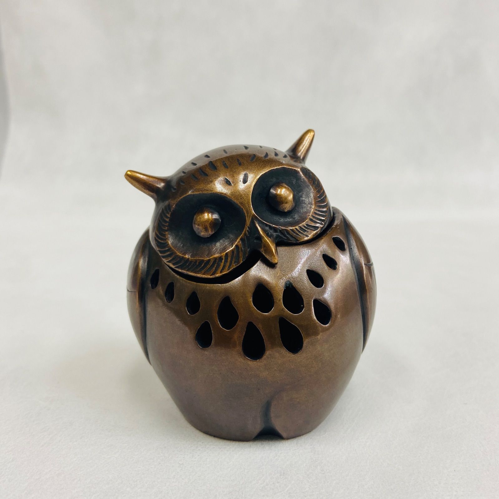 ふくろうの香炉 蝋型青銅製 共箱付き