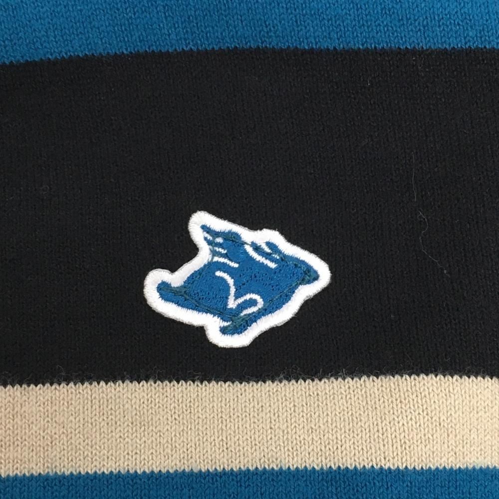 超 パーリーゲイツ タートルネックセーター ベージュ×ブルー ボーダー コットン混 メンズ 5 L ゴルフウェア PEARLY GATES USTAUSTRALIA_COM_AU