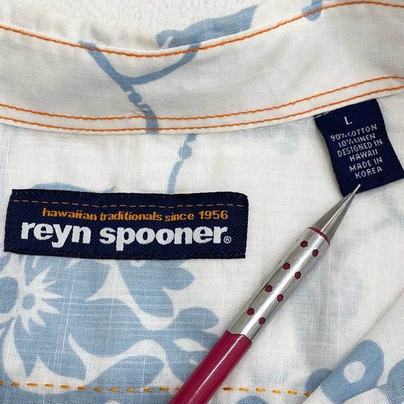 US古着 レインスプーナー reyn spooner リネン混 アロハシャツ ボタン ...