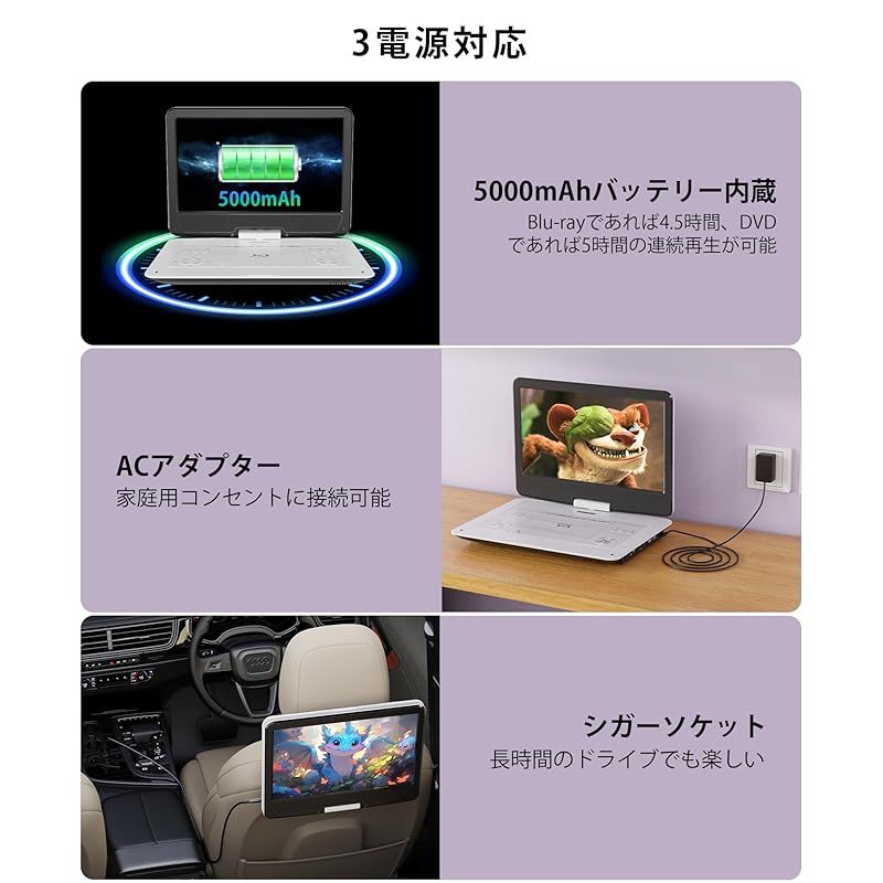 FANGOR ポータブルブルーレイプレーヤー 16.3型 HDMI出力対応 高