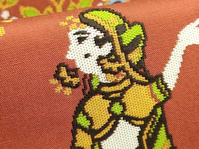 平和屋着物□極上 西陣 川島織物 九寸名古屋帯 人物花鳥文 逸品