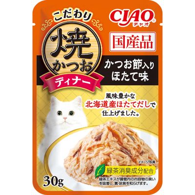 セット いなばペットフード CIAOこだわり焼かつおディナーかつお節入りほたて味30 g