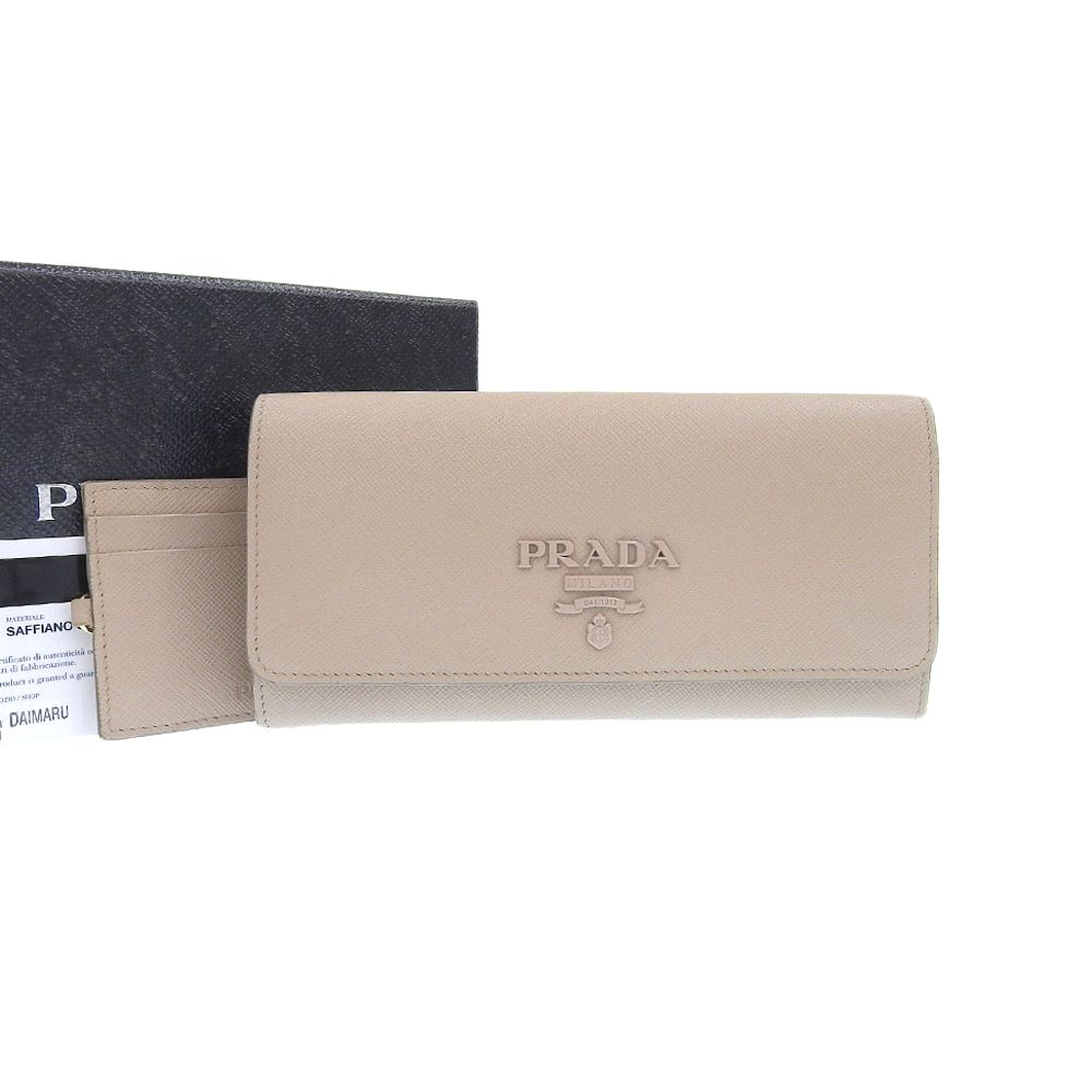 本物保証】 箱・保付 プラダ PRADA ホック付長財布 1MH132 ロゴ 財布 