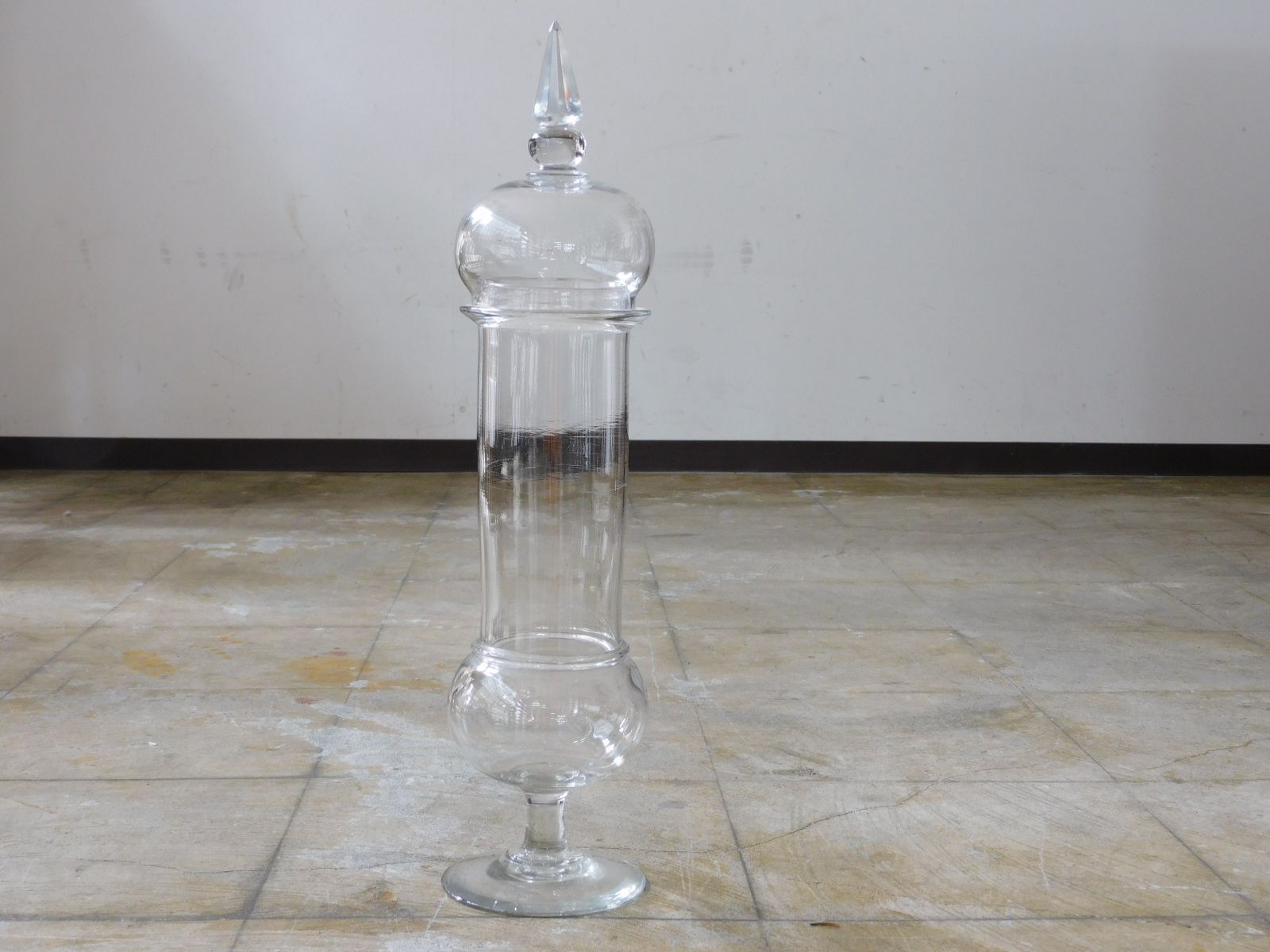 戦前 とんがり帽子のガラス標本瓶 HK-a-05524 古道具 たばこ瓶 ガラス瓶 地球瓶 硝子 駄菓子瓶 キャニスター 小物入れ