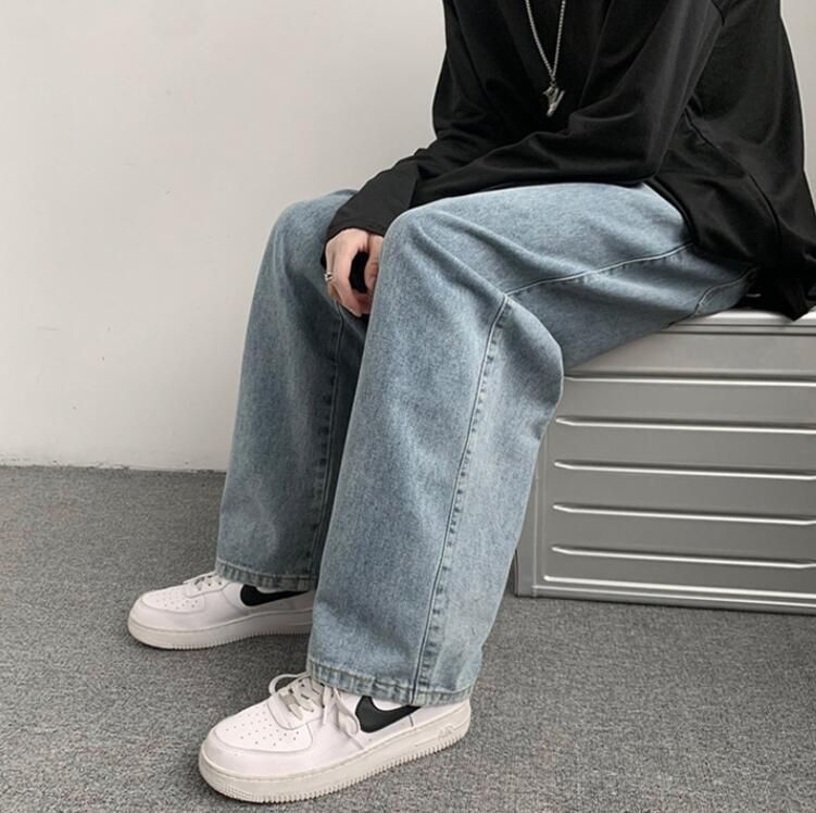 デニムパンツ メンズ ジーンズ ストレート デニム ゆったり ハイウエスト ファッション シンプル ポケット付き 体型カバー きれいめ カジュアル ワイドパンツ ロングパンツ 美脚 ストレッチ