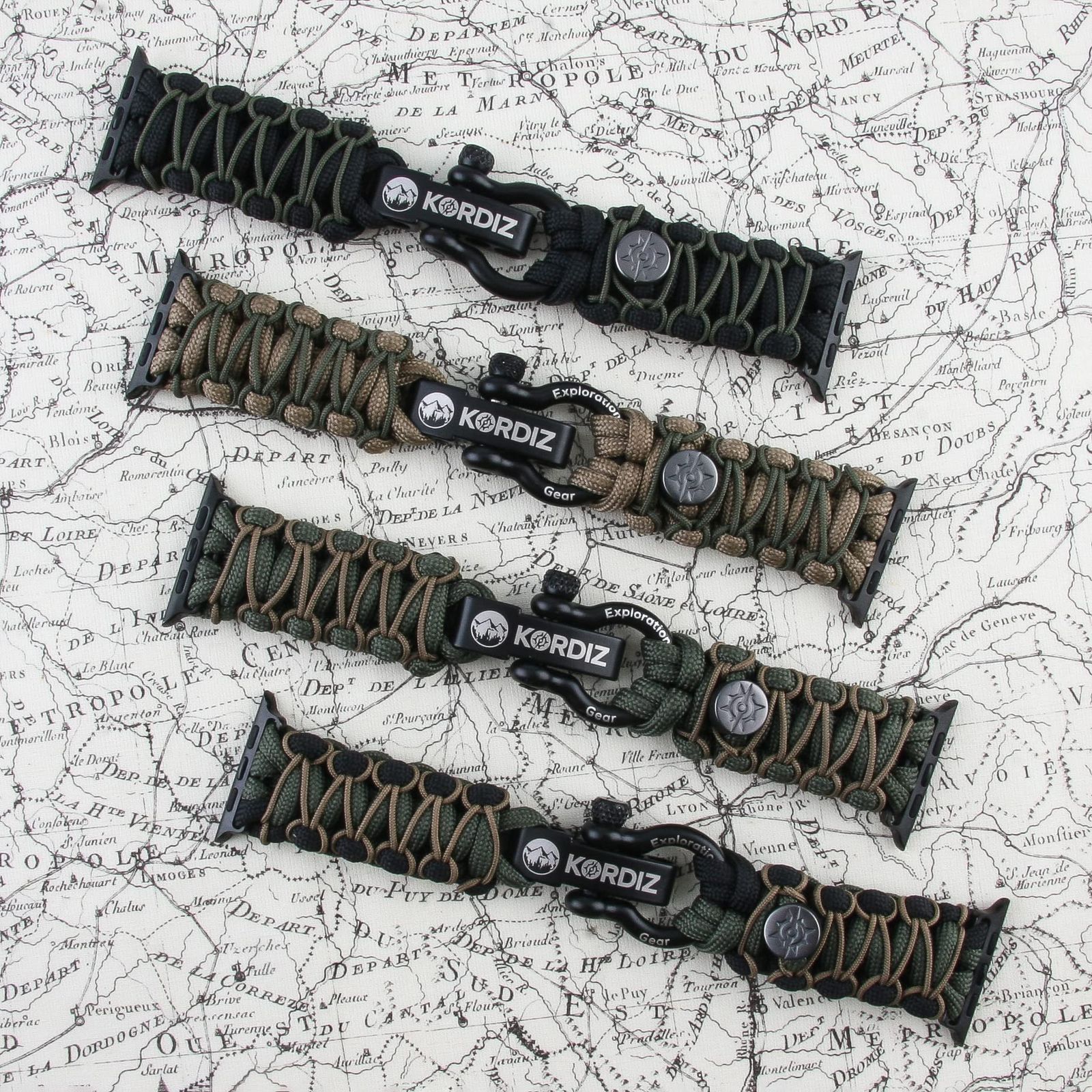 KORDIZ Survivor パラコードApple Watchバンド Apple Watch Series 8/7/6/5/4/3/2/1/SEu0026Ultra対応 - 42mm 44mm 45mm 49mm [ブラック] [M for 42/44/45mm] Survivor Apple KORDIZ 49mm パラ :