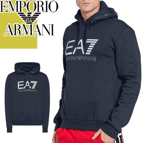 エンポリオ アルマーニ EMPORIO ARMANI EA7 パーカー プルオーバー フーディー スウェット メンズ ロゴ 裏起毛 大きいサイズ  ブランド 紺 ネイビー HOODED SWEATSHIRT 6LPM88 PJ07Z - メルカリ