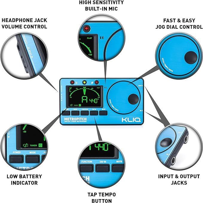 KLIQ Music Gear - 全楽器用メトロノームチューナー - ギター、ベース