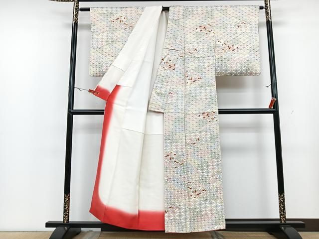 平和屋着物□上質な小紋 七宝花文 金彩 正絹 逸品 CAAU6662xe