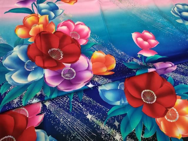 ＊振袖＊ 正絹　吉祥花文　暈し染め　金銀彩 平和屋着物□豪華振袖 駒刺繍 御所車吉祥花文 暈し染め 金銀彩