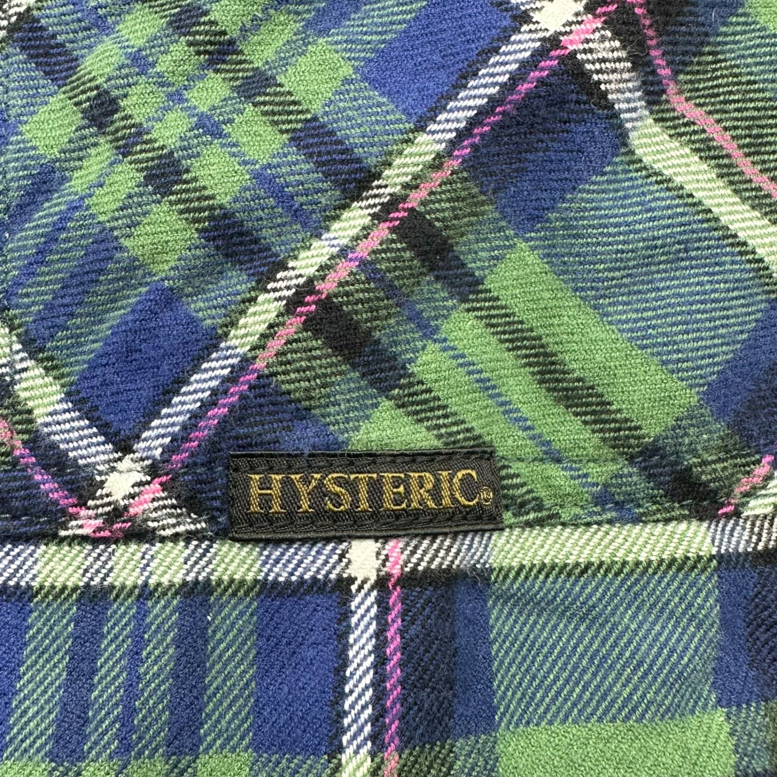 HYSTERIC GLAMOUR(ヒステリックグラマー) Girls Print Check Shirt ガールズ プリント チェック シャツ 02173AH02 S ブルー×グリーン×ピンク
