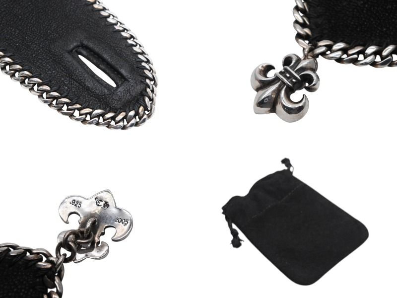 CHROME HEARTS クロムハーツ レザー ブレスレット バングル BSフ シルバー925 2005刻印 72.0g 4b007714 FORTGASGNV_COM_BR