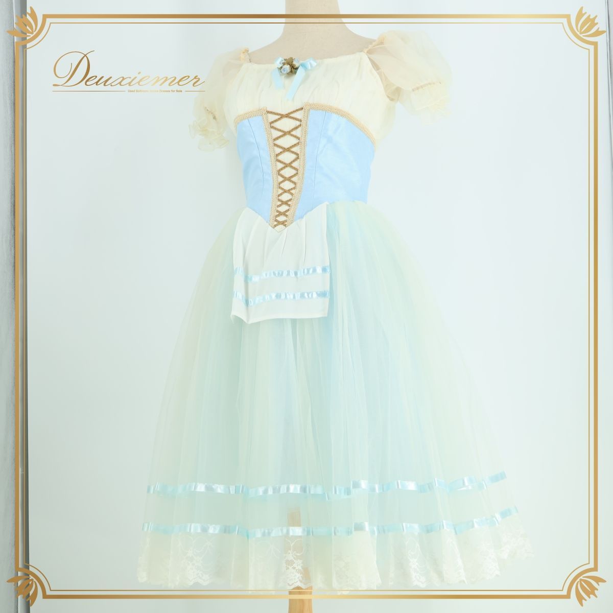 バレエ衣装 ブルー Chacott チャコット ロマンティックチュチュ 発表会 水色 スカイブルー ジュニア 子供 編み上げ 白 青 ホワイト キッズ 女の子 パフスリーブ 半袖 プリンセス ダンス ダンスウェア バレエウェア かわいい エレガント スカート