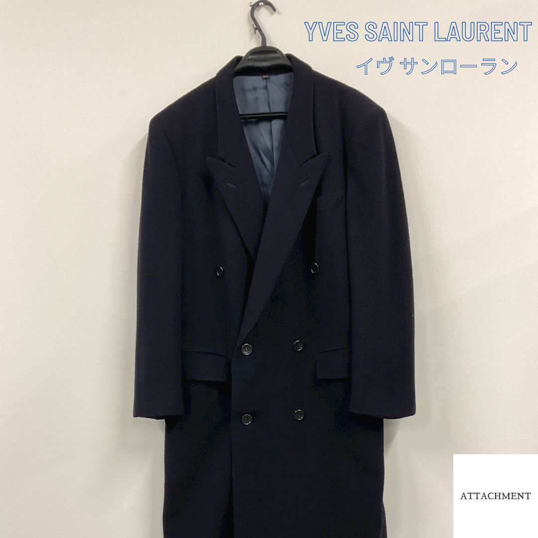 Yves Saint Laurent ヴィンテージ チェスターロングコート YVES SAINT LAURENT】YSL ロングコート チェスターコート - メルカリ
