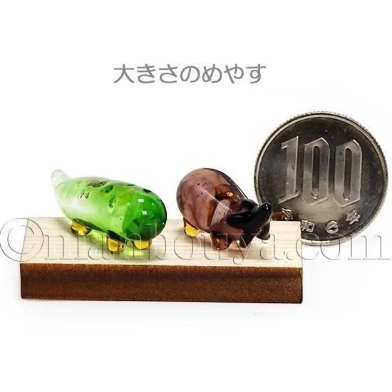 超爆安 精霊馬 お盆飾り ガラス細工 ミニチュア きゅうり なす 木台 工芸品