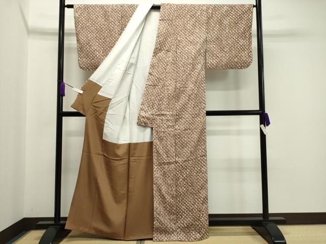 平和屋着物●上質な小紋　紬地　ろうけつ染め　吉祥文　正絹　逸品　未使用　CAAX5691gh 平和屋着物○上質な小紋 紬地 ろうけつ染め 吉祥文 正絹 逸品 未使用